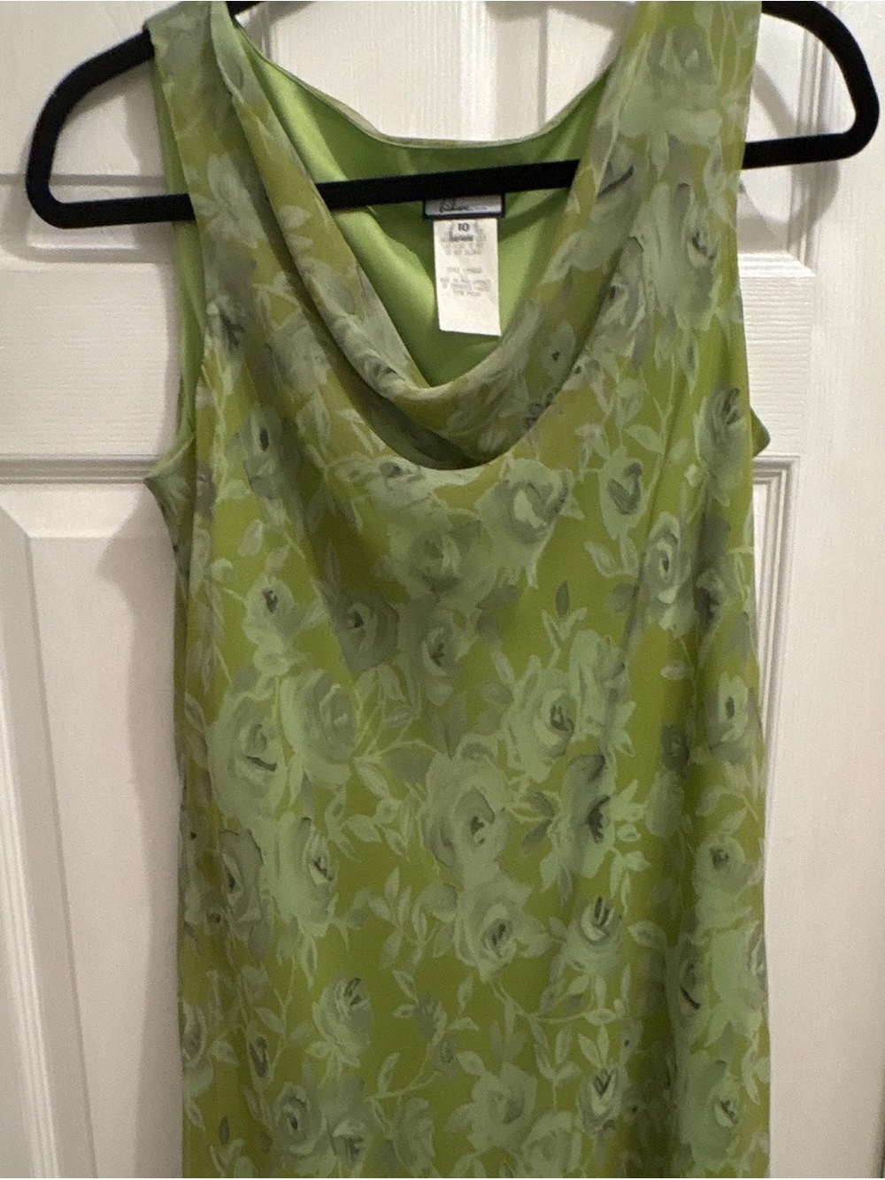 H&M Light Green Floral Cowl Neck Sleeveless Dress